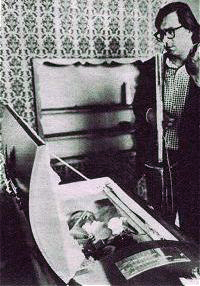 Neruda laid out in his coffin, 1973