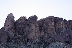 A view of Superstition Mountains in Lost Dutchman State Park