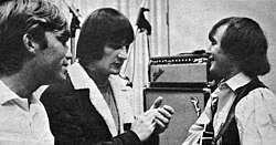 Melcher (left) in the studio with the Byrds' Gene Clark (center) and David Crosby in 1965