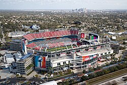An aerial view of the Raymond James Stadium at daylight in 2021