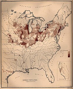 German population density in the United States, 1872