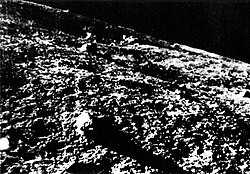First photo taken from the surface of the Moon, by Luna 9, February 1966