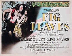 Poster for the comedy Fig Leaves (1926), one of the few early films Hawks valued positively later in his life.