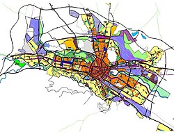 Skopje urban plan for 2002–2020: City centre Collective housing Individual housing Industrial areas