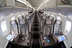 Four-abreast cabin seating of a CRJ1000 NextGen