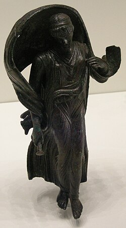 Roman-era bronze statuette of Selene velificans or Nyx (Night) (Getty Villa).