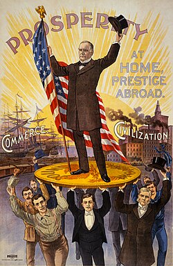 1900 reelection poster with the theme that McKinley has returned prosperity to America