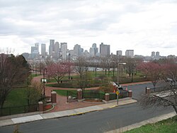 Piers Park with the downtown Boston skyline in the distance