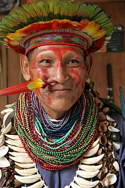Shaman of the Cofán people from the Amazonian forest in present-day Ecuador
