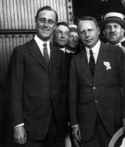 Democratic candidates Cox (right) and Roosevelt at a campaign appearance in Washington, D.C., 1920