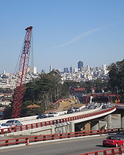 Presidio Parkway construction seen from Storey Avenue in October 2013