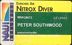 NAUI Nitrox diver certification card