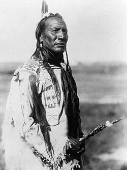 Blackfoot man with braided sweet grass ropes
