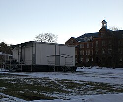 Saint Anselm College Quad with the "Fox-Box", from which the Fox News network reported live during the 2004 and 2008 New Hampshire primary
