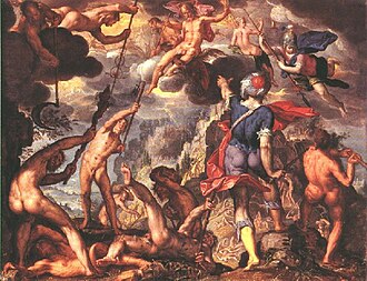 Joachim Wtewael, The Battle Between the Gods and the Titans, oil on copper, 1600