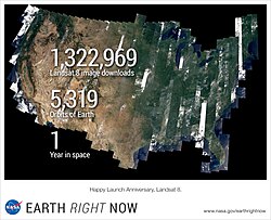 One year after launch, Landsat 8 imagery had over one million file downloads by data users.