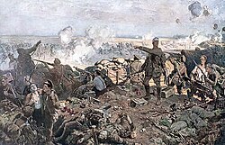 Second Battle of Ypres by Richard Jack. The painting was the first commission completed for the Canadian Wars Memorials Fund.
