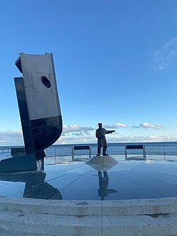 Monument to Piloto Luis Pardo, a Chilean Naval Officer who led the 1916 expedition to save Sir Ernest Shackleton's crew members, stranded on Elephant Island, 2023