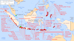 Map of volcanoes in Indonesia