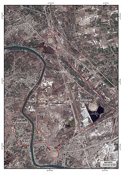 A map of Babylon, with major areas and modern-day villages