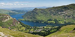 The village of Glenridding and Ullswater in Cumbria