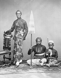 Javanese priyayi (aristocrat) and servants, c. 1865