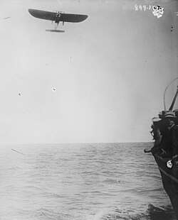 Louis Blériot crossing the English Channel, 1909