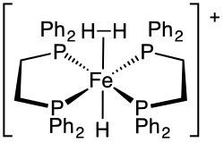 A dihydrogen complex of iron, [HFe(H2)(dppe)2]+