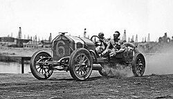 Harvey Herrick and his mechanician in Bakersfield during the 1911 Tevis Cup
