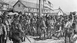 The raising of the Bear Flag and proclamation of the California Republic on June 14, 1846.