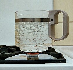 Nucleate boiling of water.