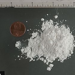 A pile of micronized cocaine hydrochloride