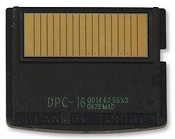 The back of an xD card, showing the 18 pins