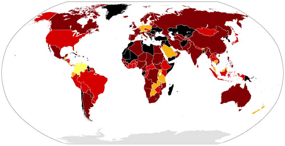 World map with percentage of each country under protection (2005 data) 0–3.9% of the country is protected 3.9–11.3% protected 11.3–22.7% protected 22.7–41.8% protected 41.8–72.3% protected No data