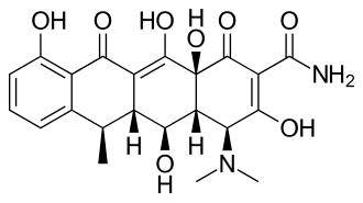 A structure of Doxycycline a tetracycline-class antibiotic