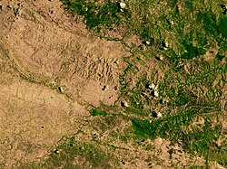 Satellite image of Haiti's border with the Dominican Republic (right) shows the amount of deforestation on the Haitian side