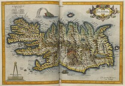 A map of Iceland published in the early 17th century by Gerardus Mercator