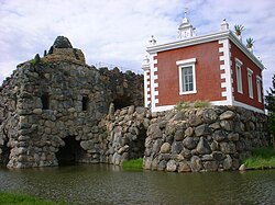 Rock Island with models of Vesuvius and Hamilton's villa
