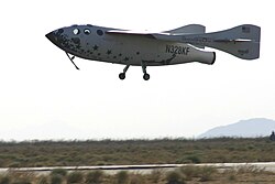 SpaceShipOne returns from its first spaceflight.