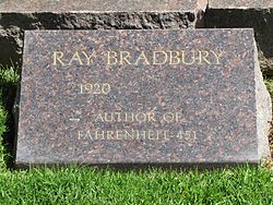 Bradbury's headstone in May 2012, a month before his death