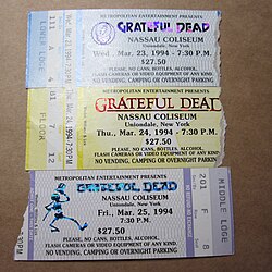 Mail-ordered Grateful Dead concert tickets for their concerts at Nassau Coliseum on Long Island in March 1994