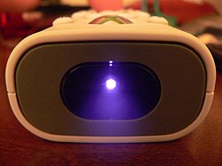 Infrared light from the LED of a remote control as recorded by a digital camera