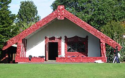 Tānenuiarangi, the wharenui at Waipapa marae, University of Auckland, New Zealand.
