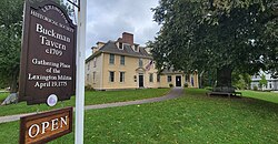 The first shots of the American Revolution were fired on Lexington Green in front of Buckman Tavern. The tavern is now a museum.
