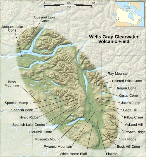 Map of the Wells Gray-Clearwater volcanic field