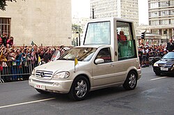 Benedict in a Mercedes-Benz popemobile, São Paulo, Brazil, 2007