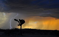 A violent electrical storm results from convective cumulonimbus clouds.