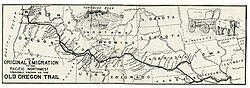 A map of the Oregon Trail, marking Independence