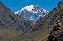 Tupungato volcano seen from Punta de Vacas, Argentina.
