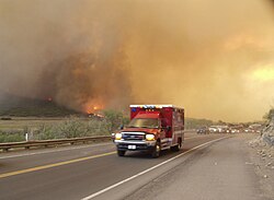 Residents evacuate West Glenwood, Glenwood Springs, Colorado, 2002